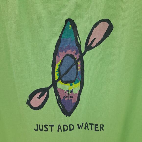 Life Is Good Crusher Tank Top XXL Tie Dye Just Add Water Kayak Sleeveless Green - Picture 4 of 8